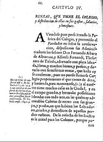 Capitvlo IV. Rentas, qve tiene el colegio, y distribucion de ellas en sus gastos, salarios, y limosnas