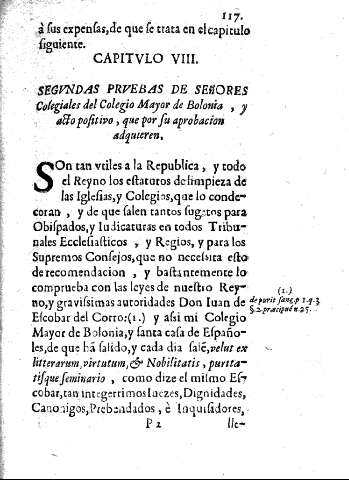 Capitvlo VIII. Segvndas prvebas de señores Colegiales del Colegio Mayor de Bolonia, y acto positivo, que por su aprobacion adquieren