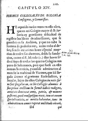 Capitvlo XIV. Señores colegiales de Bolonia