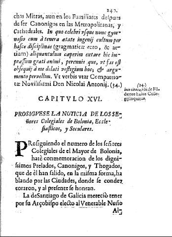 Capitvlo XVI. Prosigvese la noticia de los señores Colegiales de Bolonia, Ecclesiasticos, y Seculares