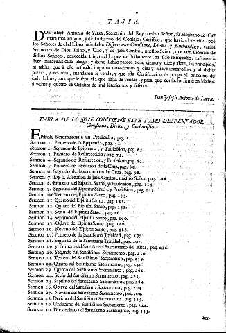 Tabla de lo que contiene este tomo
