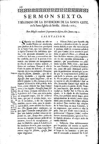 Sermon Sexto, y Segundo de la Invención de la Santa Cruz