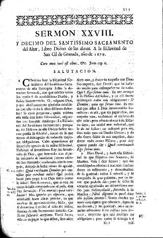 Sermon XXVIII. Y Decimo del Santissimo Sacramento del Altar, Libro Divino de las Almas