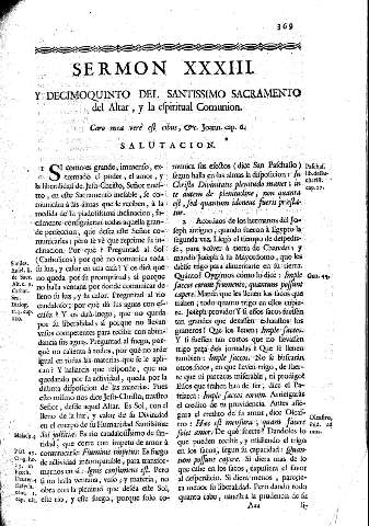 Sermon XXXIII. Y Decimoquinto del Santissimo Sacramento del Altar, y la Espiritual Comunion