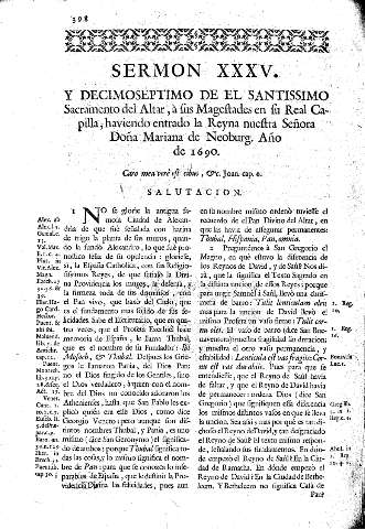 Sermon XXXV. Y Decimoseptimo de el Santissimo Sacramento del Altarà sus Magestades en su Real Capilla