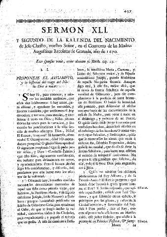 Sermon XLI. Y Segundo de la kalenda del Nacimiento de Jesu-Christo