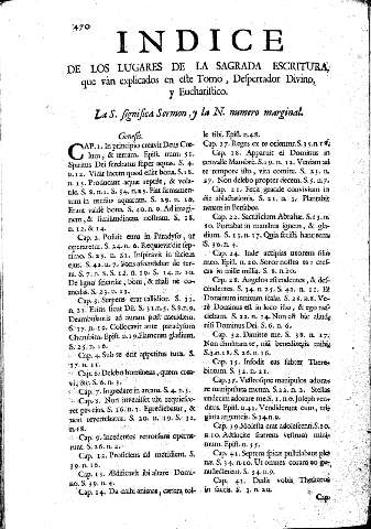 Indice de los Lugares de la Sagrada Escritura, que van explicados en este Tomo