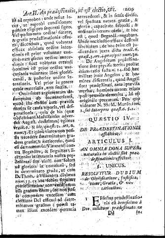 Quaestio IV. De Praedestinationis effectibus