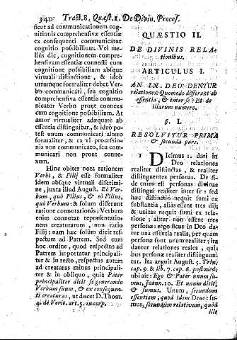 Quaest. II. De Divinis Relationibus