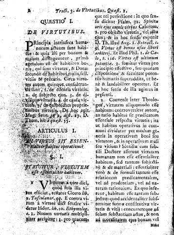 Quaestio I. De Virtutibus