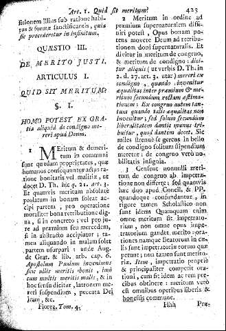Quaestio III. De Merito Justi