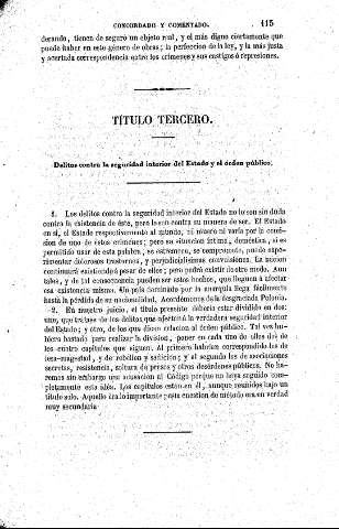 Título Tercero. Delitos contra la seguridad interior del Estado y el órden público