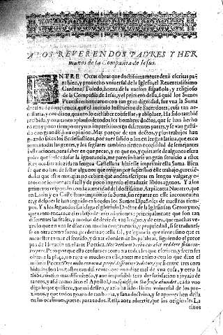 A los reverendos padres y hermanos de la Compañia de Iesus