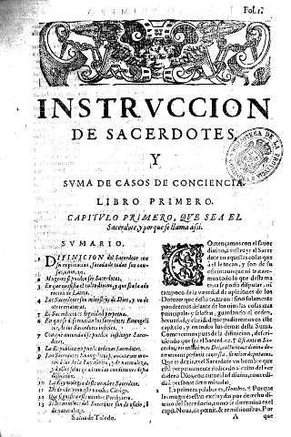 Instrvccion de sacerdotes y svma de casos de conciencia. Libro primero.