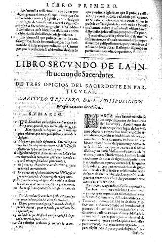 Libro segvndo de la instruccion de Sacerdotes