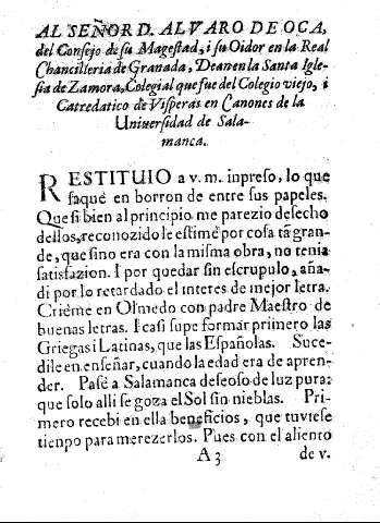 Al señor D. Alvaro de Oca, del Consejo de su Magestad ...