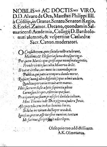 Nobilismo ac doctis viro, D.D. Alvaro de Oca ...