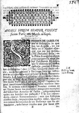 Angeli forum semper vident fciem Patris mei. Matth. ut suprà