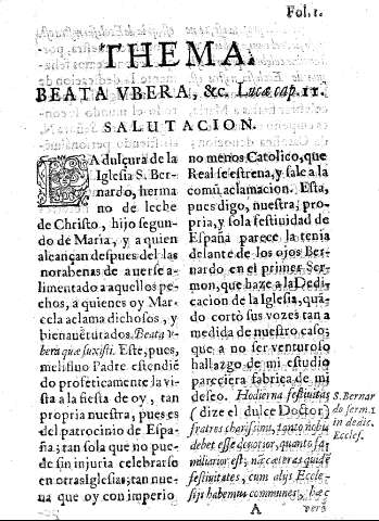 Thema. Beata vbera, &c. Lucae cap.II. Salutacion
