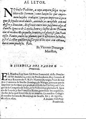 Al lector. Licencia del padre