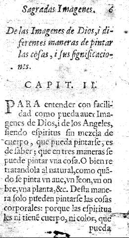 De las Imagenes de Dios,i diferentes maneras de pintar las cosas, i sus significaciones. Capit. II.