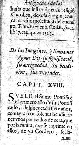 De las Imagines, q llamamos Agnus Dei ; su significacio, su antiguedad... Capit. XVIII.
