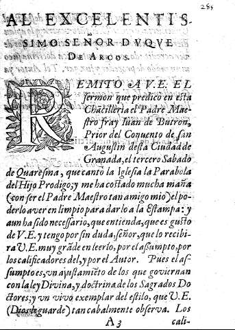 Al excelentissimo señor dvque de arcos