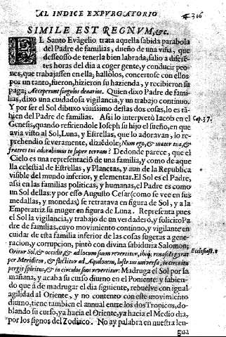 Al indice expvrgatorio simile est regnvm, etc.
