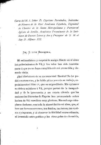 Carta del M. I. Señor D. Cayetano Fernández