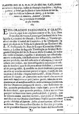 Parecer del  M.R.Fr. Ivan del Smo. Sacramento ...