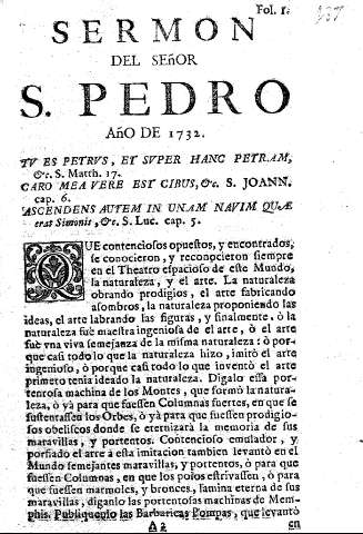 Sermon del señor S. Pedro Año de 1732