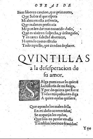 Qvintillas a la desesperacion de su amor