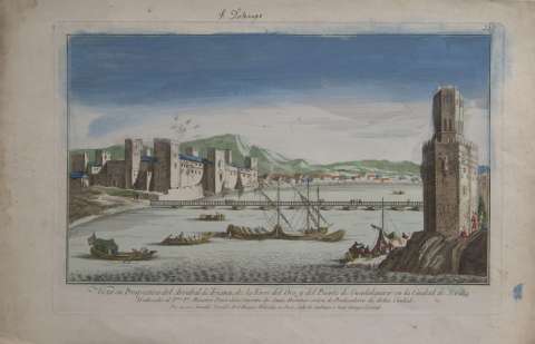 Vista en Perspectiva del Arrabal de Triana, de la Torre del Oro, y del Puente de Guadalquivir en la Ciudad de Sevilla