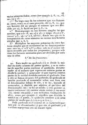5º. De las fracciones