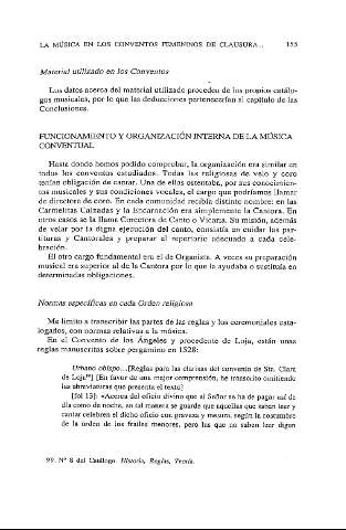 Funcionamiento y organización interna de la música conventual