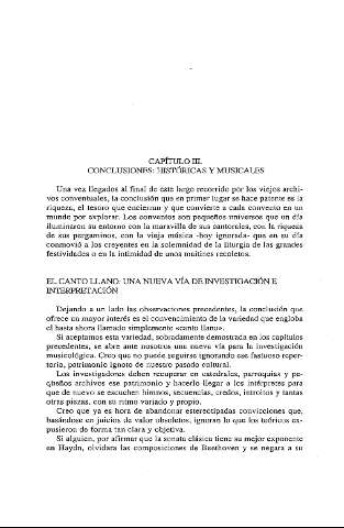 Capítulo III. Conclusiones: históricas y musicales. El canto llano: una nueva vía de investigación e interpretación