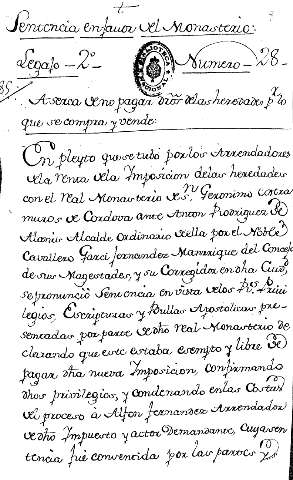 Sentencia esfauor del Monasterio: Legajo-2º- Numero-28-