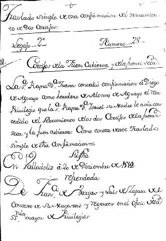 Traslado simple de una confirmacion del serramiento de dos cortijos