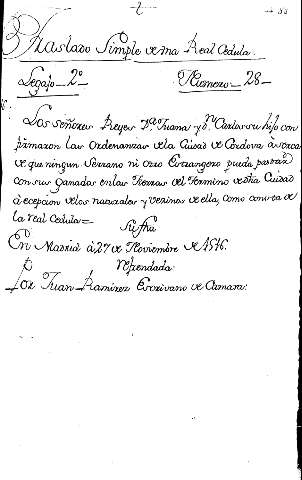 Traslado simpe deuna Real Cedula: Legajo-2º- Numero-28-