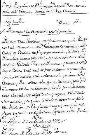 Real Provision de Emplazamto apendimto del Monasterio ...