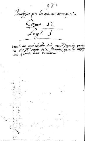 Priuilegios para los que nos dieren posada. Caxa 12. Leg. 1