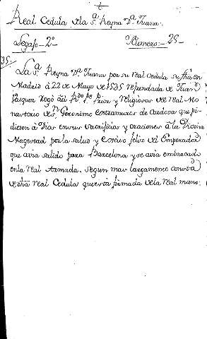 Real Cedula dela sª Reyna Dª Juana: Legajo-2º- Numero:-28-