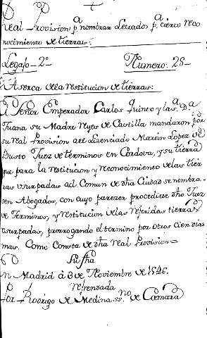 Real Provision pª nombrar Letrados pª. cierto reconocimiento de tierras: Legajo-2º- Numero:28-