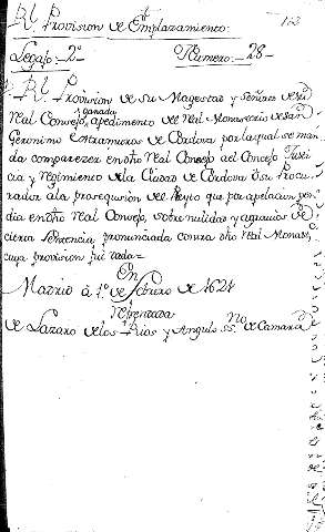 Rl. Provision de Emplazamiento: Legajo:-2- Numero:-28-