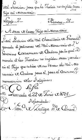 Real Provision para que la Justicia no impida traer frigo ael Monasterio: Legajo-2º- Numero-28-