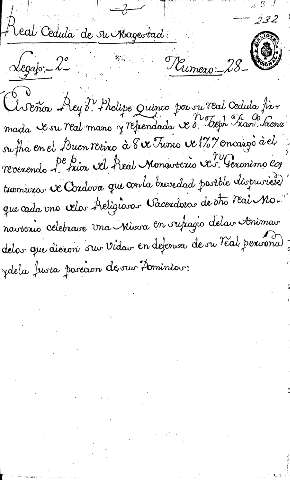 Real Cedula de su Magestad. Legajo:-2º- Numero:-28-