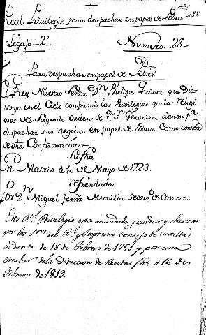 Real Privilegio para despachar en papel de Pobres: Legajo-2º- Numero-28-