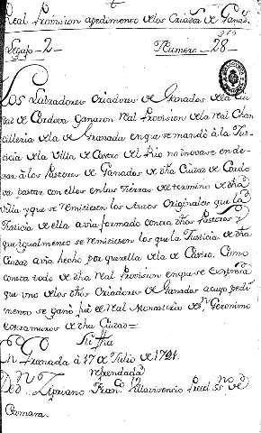 Real Provision apedimento delos Crador de Ganados. Legajo-2- Numero-28-