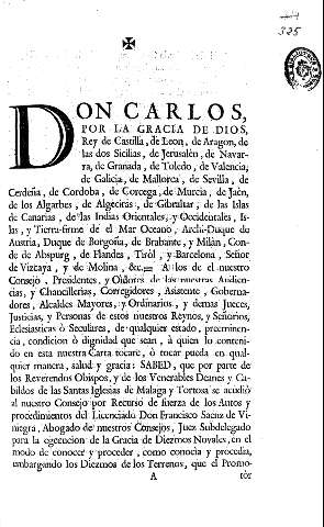 Don Carlos por la gracia de dios, Rey de Castilla, de Leon ...