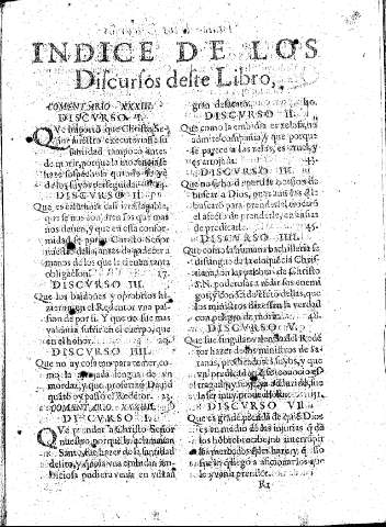Indice de los Discursos deste Libro